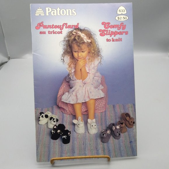 Vintage Patons Beehive Comfy Slippers to Knit or Crochet Patterns from Susan - Picture 2 of 2